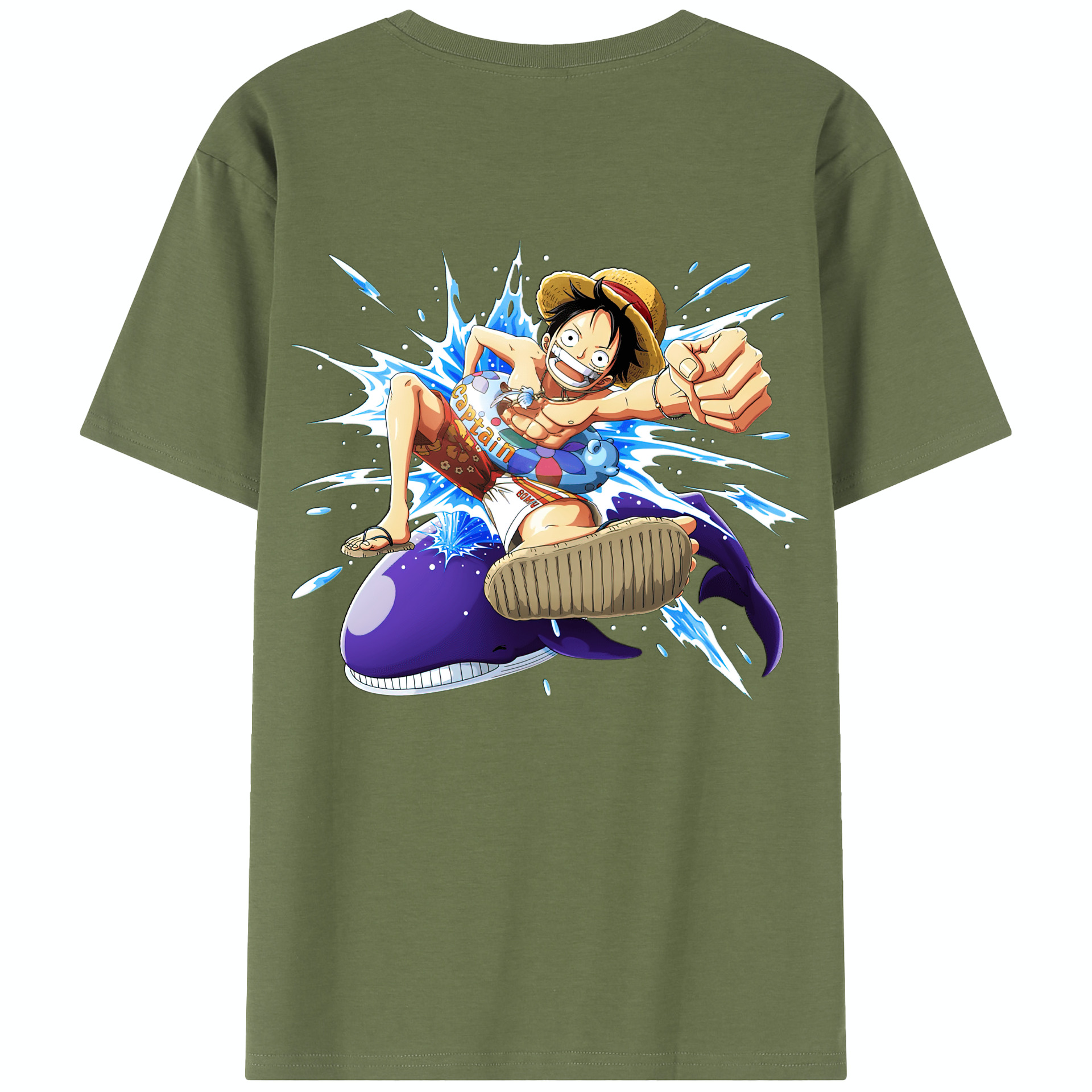 ワンピース モンキー・D・ルフィ ONE PIECE Monkey D. Luffy 綿100％半袖Tシャツ（背面プリント）
